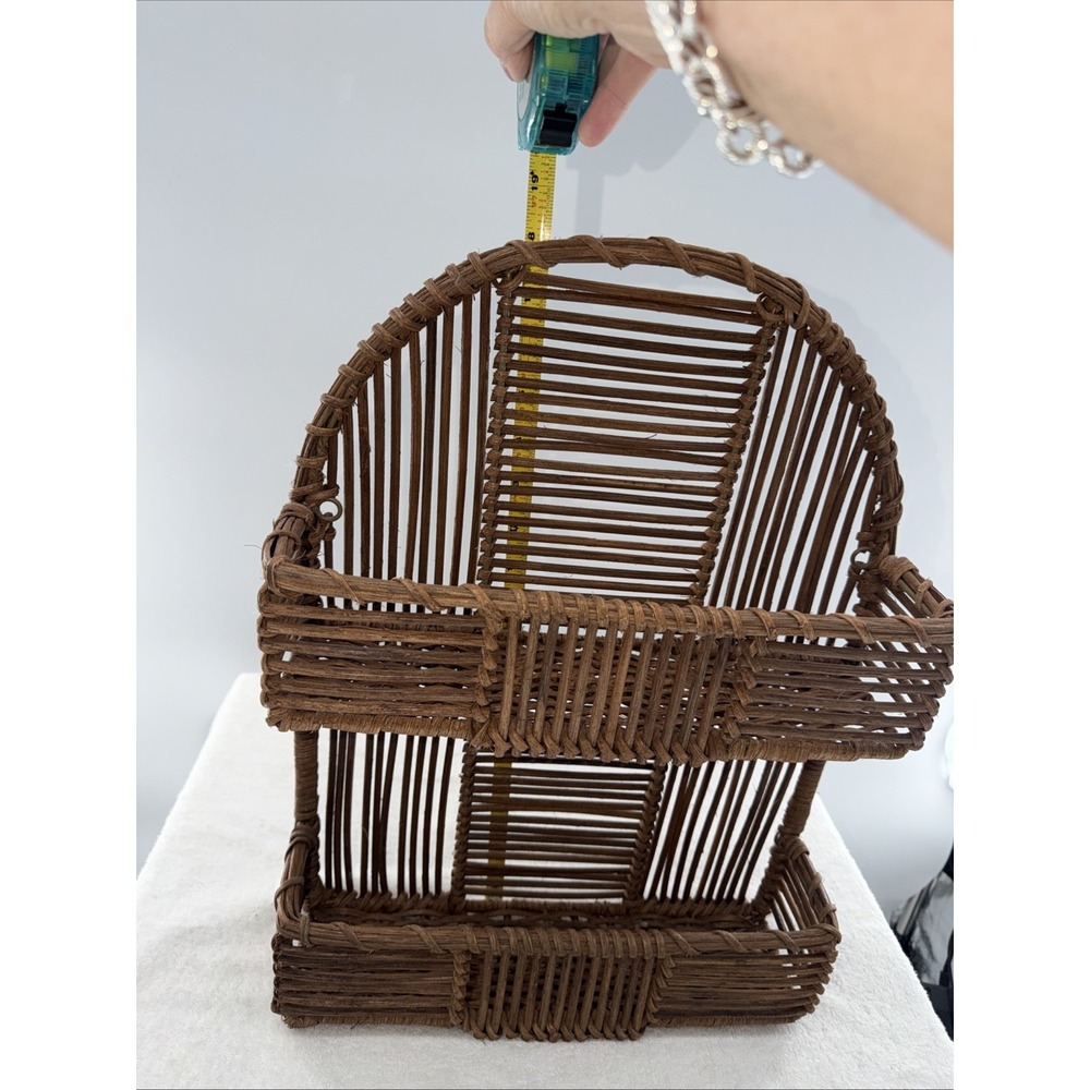 Natural Rattan 2 Tier Wall or Countertop Shelf 18" Spices Plants Knick Knacks - Picture 6 of 6